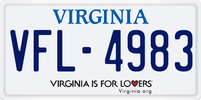 VA license plate VFL4983