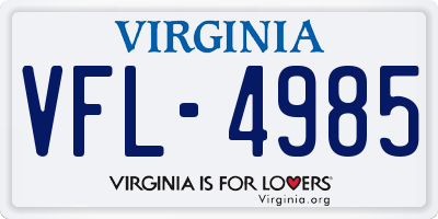 VA license plate VFL4985