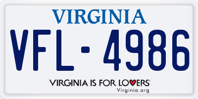 VA license plate VFL4986