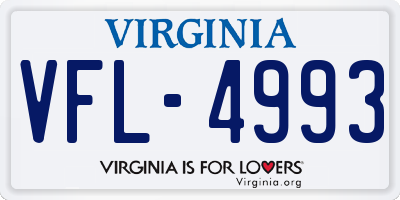 VA license plate VFL4993