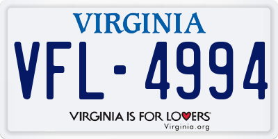 VA license plate VFL4994