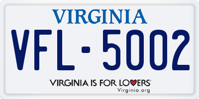 VA license plate VFL5002