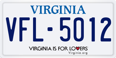 VA license plate VFL5012