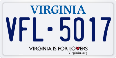 VA license plate VFL5017