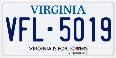 VA license plate VFL5019