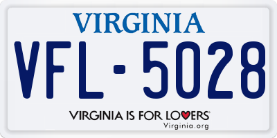 VA license plate VFL5028