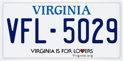 VA license plate VFL5029