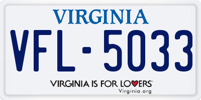 VA license plate VFL5033