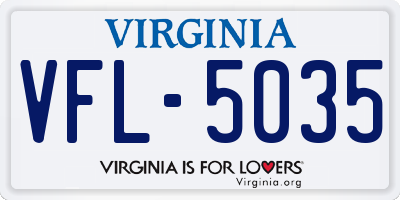 VA license plate VFL5035