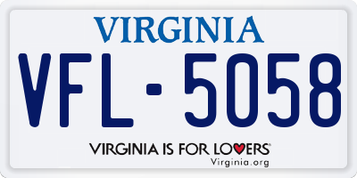 VA license plate VFL5058