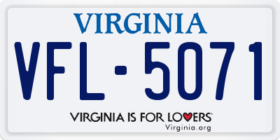 VA license plate VFL5071