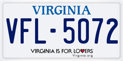 VA license plate VFL5072