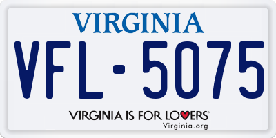 VA license plate VFL5075