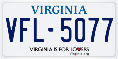 VA license plate VFL5077
