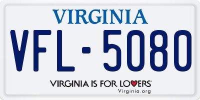 VA license plate VFL5080