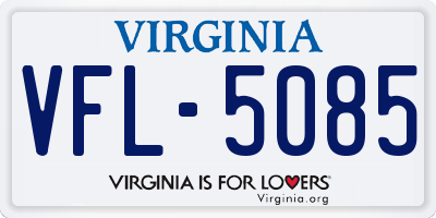VA license plate VFL5085