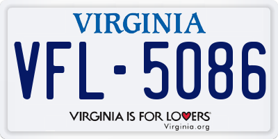 VA license plate VFL5086