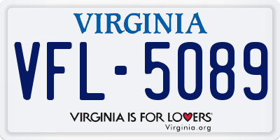 VA license plate VFL5089