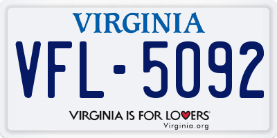 VA license plate VFL5092