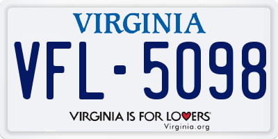 VA license plate VFL5098
