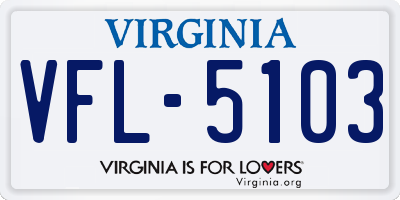 VA license plate VFL5103