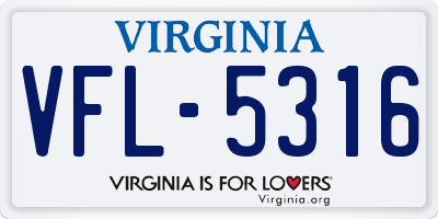 VA license plate VFL5316