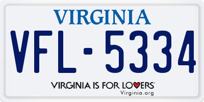 VA license plate VFL5334