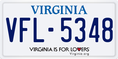 VA license plate VFL5348