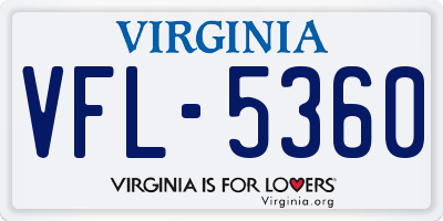VA license plate VFL5360