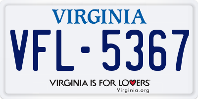 VA license plate VFL5367