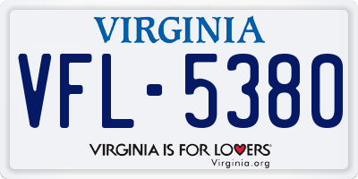 VA license plate VFL5380
