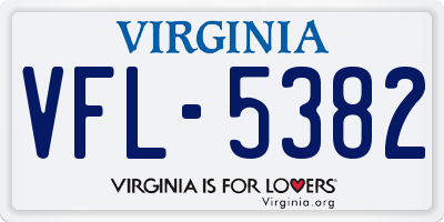 VA license plate VFL5382