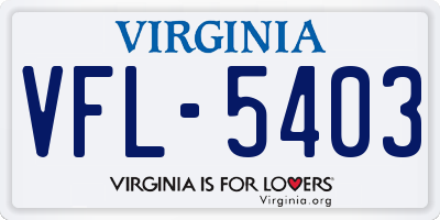 VA license plate VFL5403
