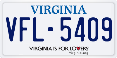 VA license plate VFL5409