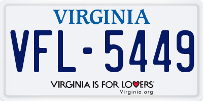 VA license plate VFL5449