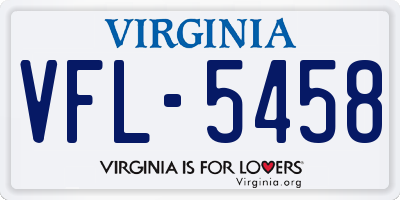 VA license plate VFL5458