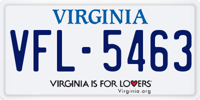 VA license plate VFL5463