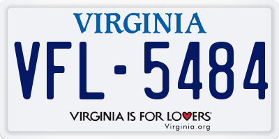 VA license plate VFL5484