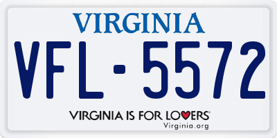 VA license plate VFL5572