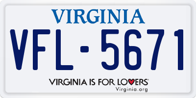 VA license plate VFL5671