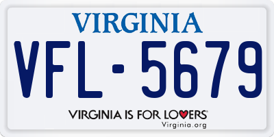 VA license plate VFL5679
