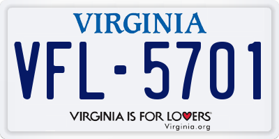 VA license plate VFL5701