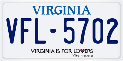 VA license plate VFL5702