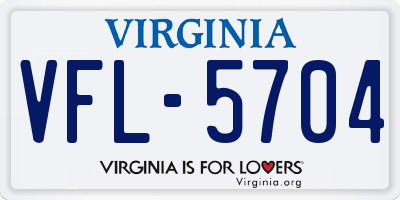 VA license plate VFL5704