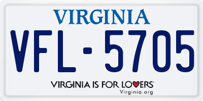 VA license plate VFL5705