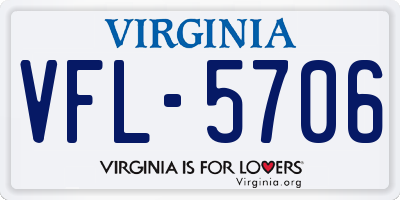 VA license plate VFL5706