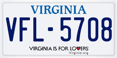 VA license plate VFL5708