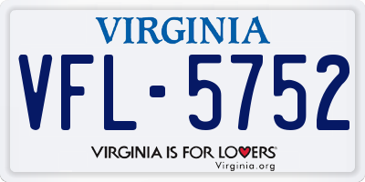 VA license plate VFL5752