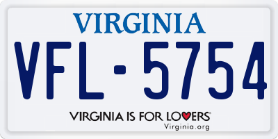 VA license plate VFL5754