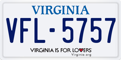 VA license plate VFL5757